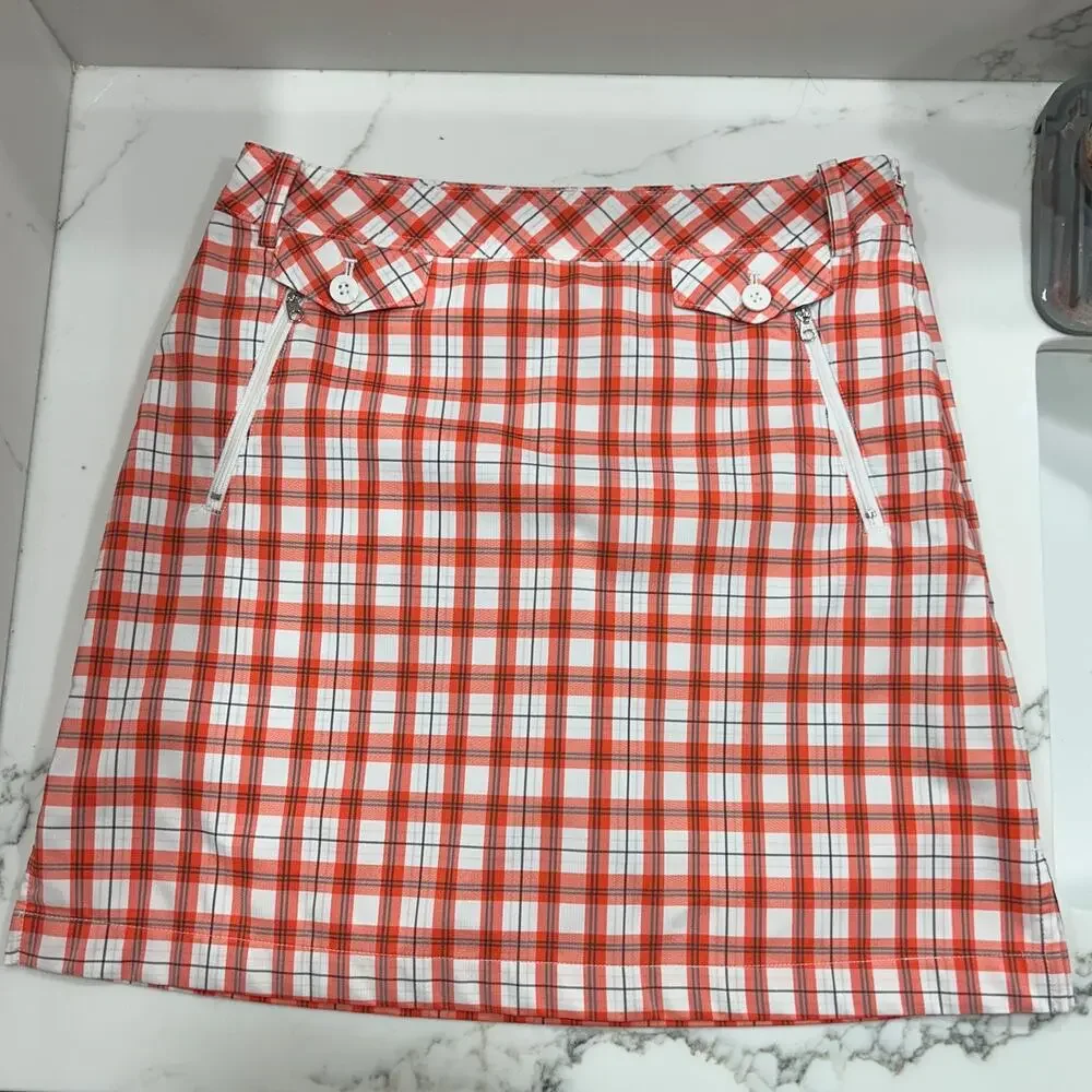 N’VO by Lanctot Plaid Golf Skort Built-In Shorts Zipper Pockets Women’s 4 - Picture 1 of 13